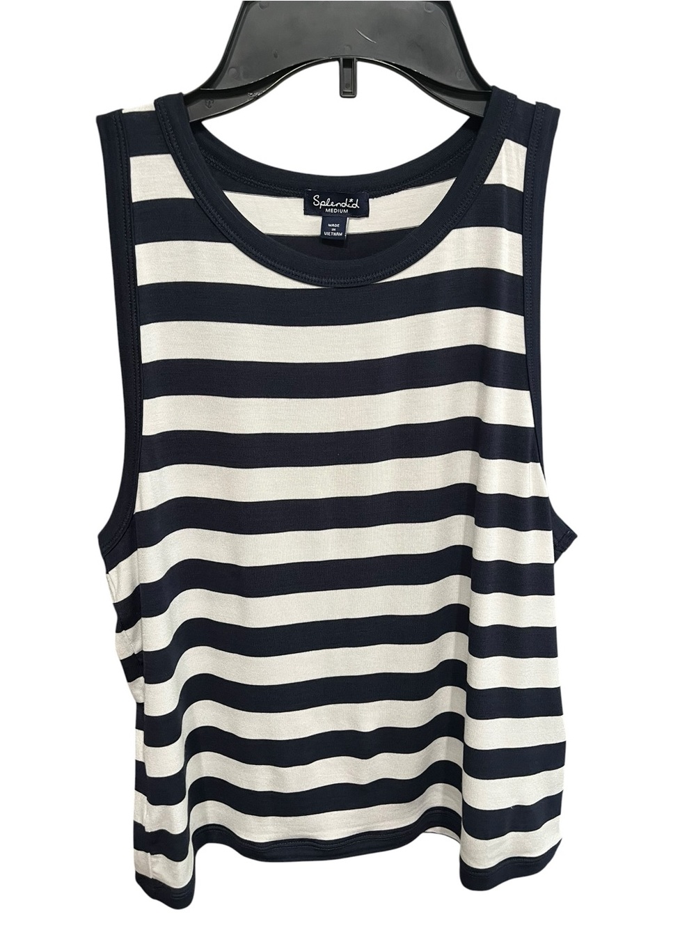 Splendid Woman’s Navy Blue and White Striped Sleeves Tank Top - Size Medium